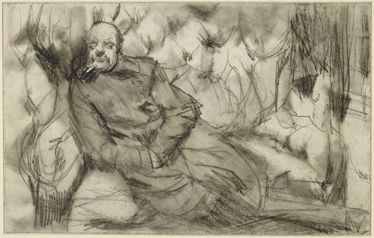 Un homme endormi dans un compartiment de train - Adolph Menzel