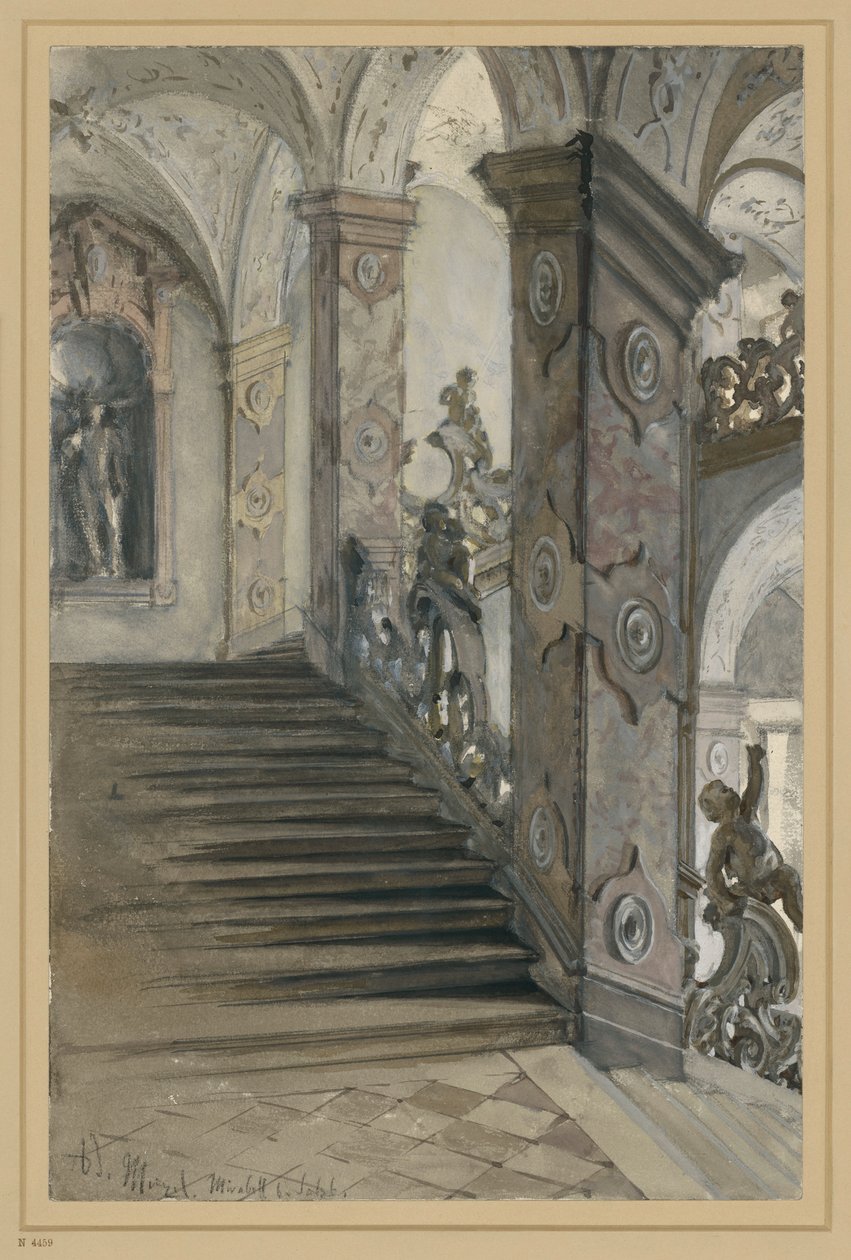 Château de Mirabell, Salzbourg, escalier de Lucas von Hildebrandt - Adolph Menzel