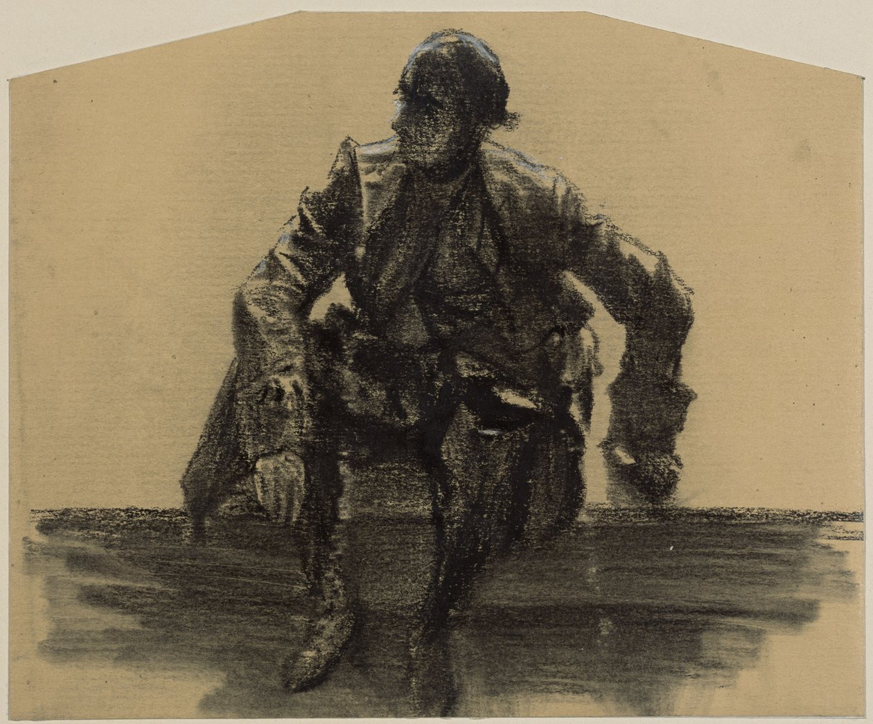 Vieil homme assis de face, le bras gauche appuyé - Adolph Menzel