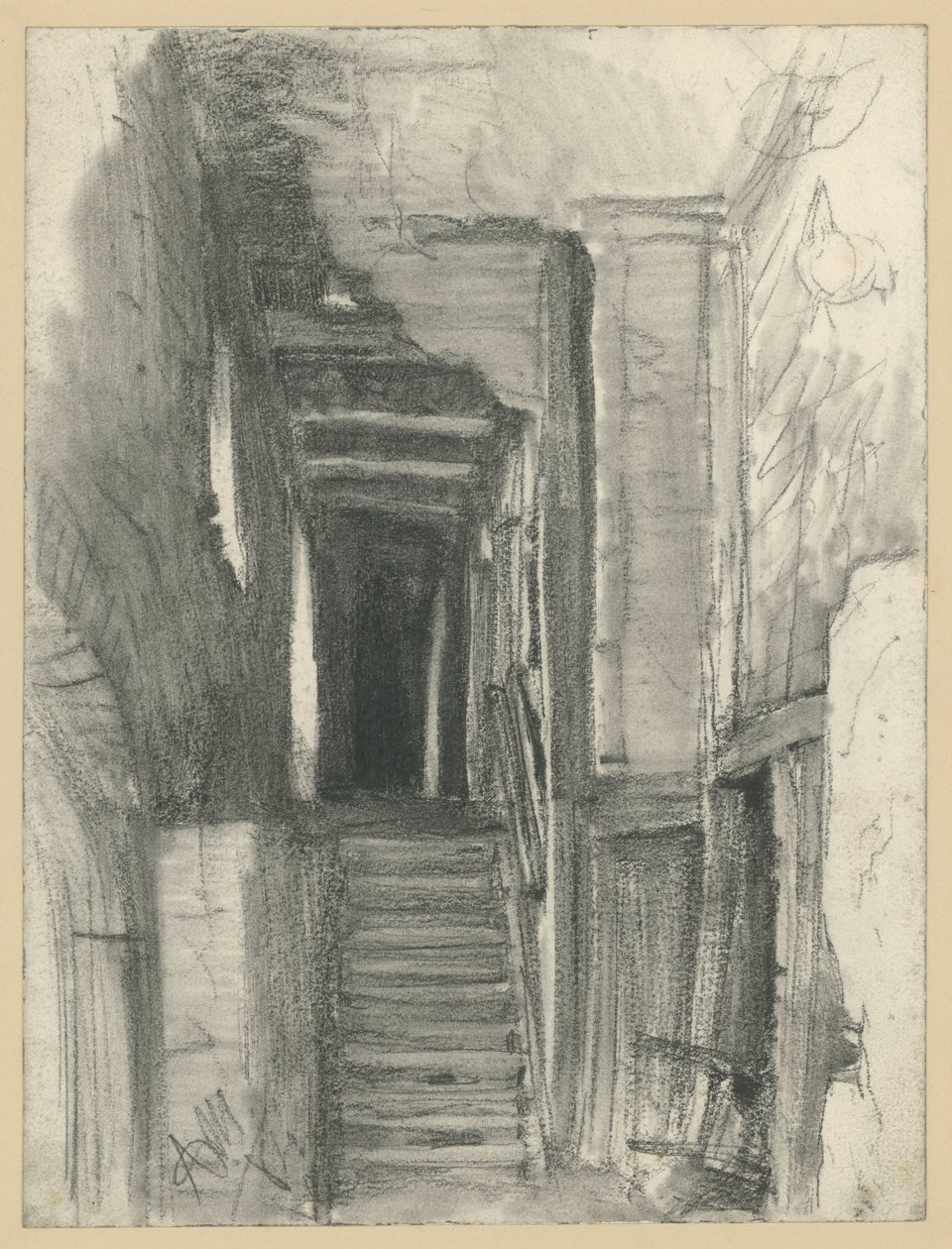 Escalier et couloir dans une ancienne ferme - Adolph Menzel
