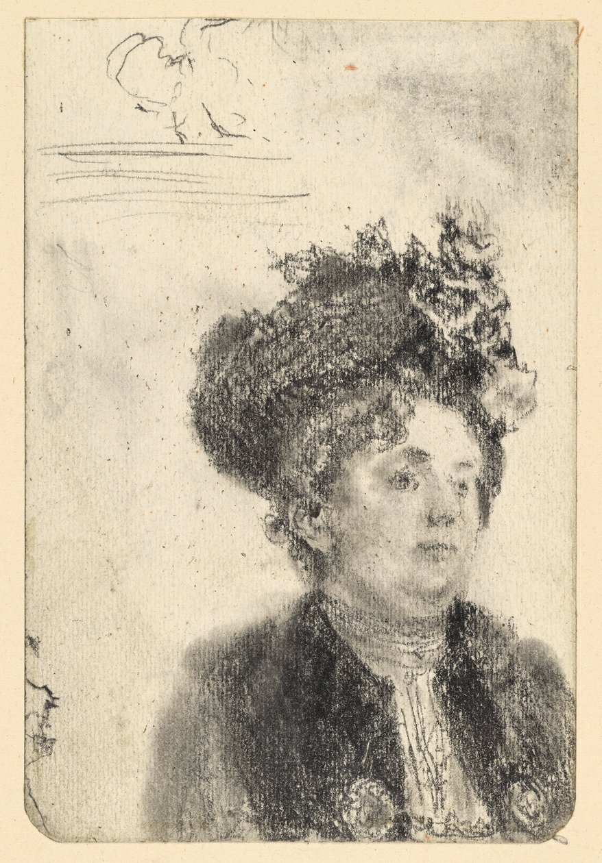 Buste féminin avec chapeau - Adolph Menzel