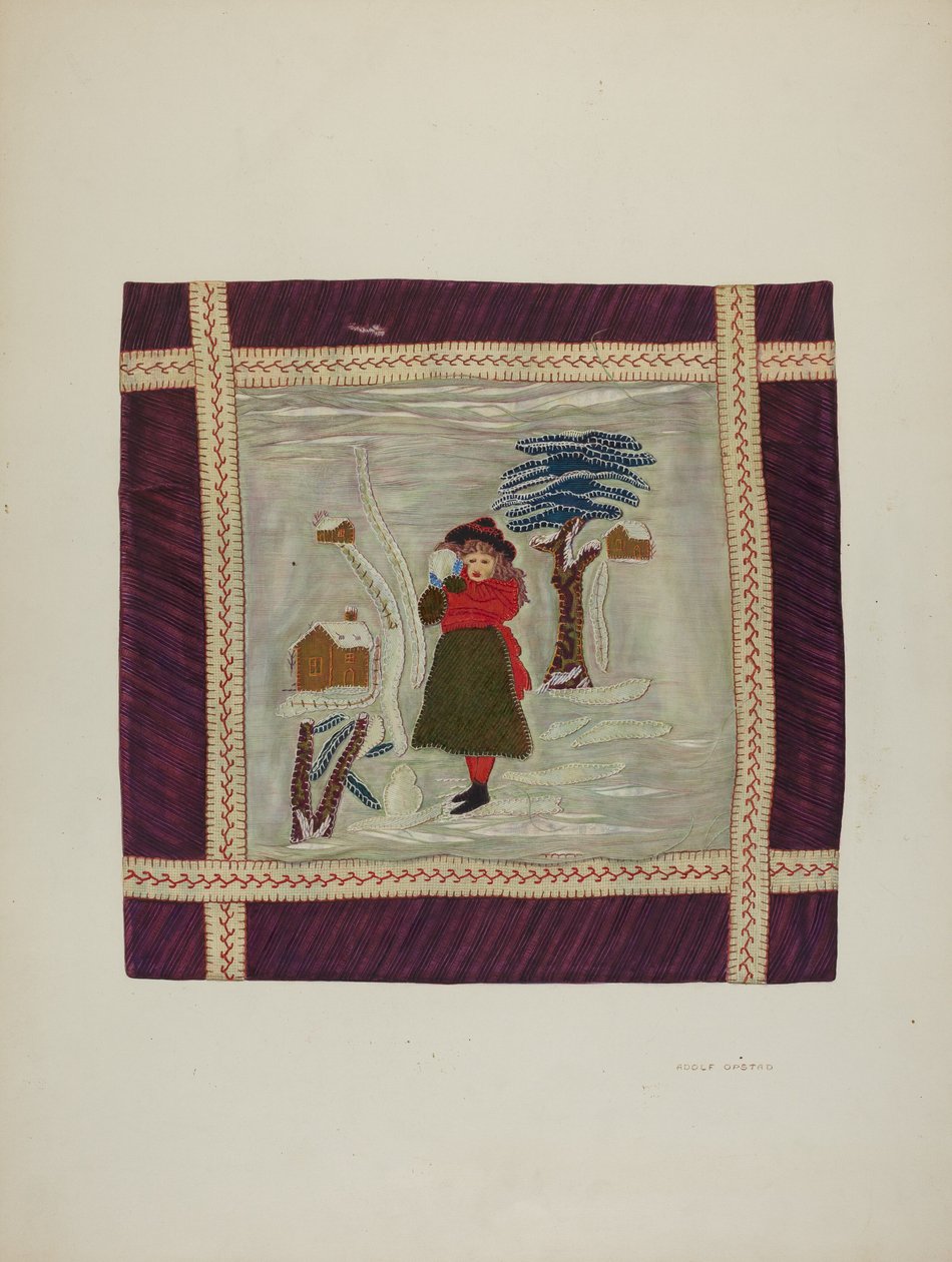 Détail de couvre-lit appliqué, 1941 - Adolph Opstad