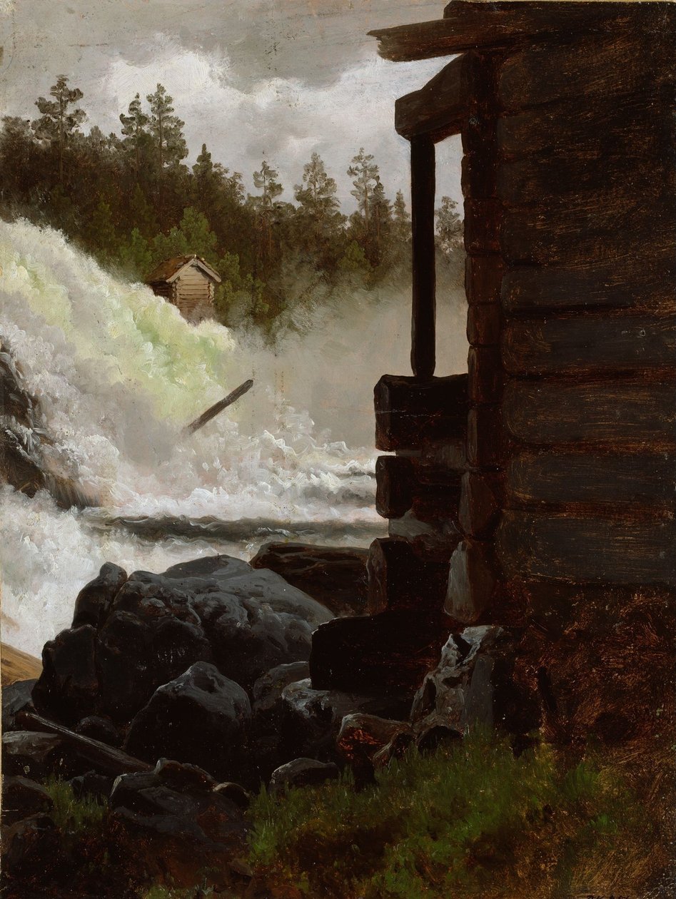 Une cascade - Adolph Tidemand