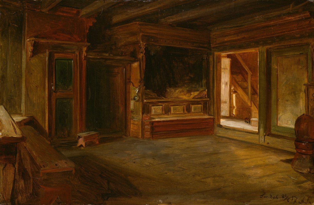 Intérieur de ferme de Sandak - Adolph Tidemand