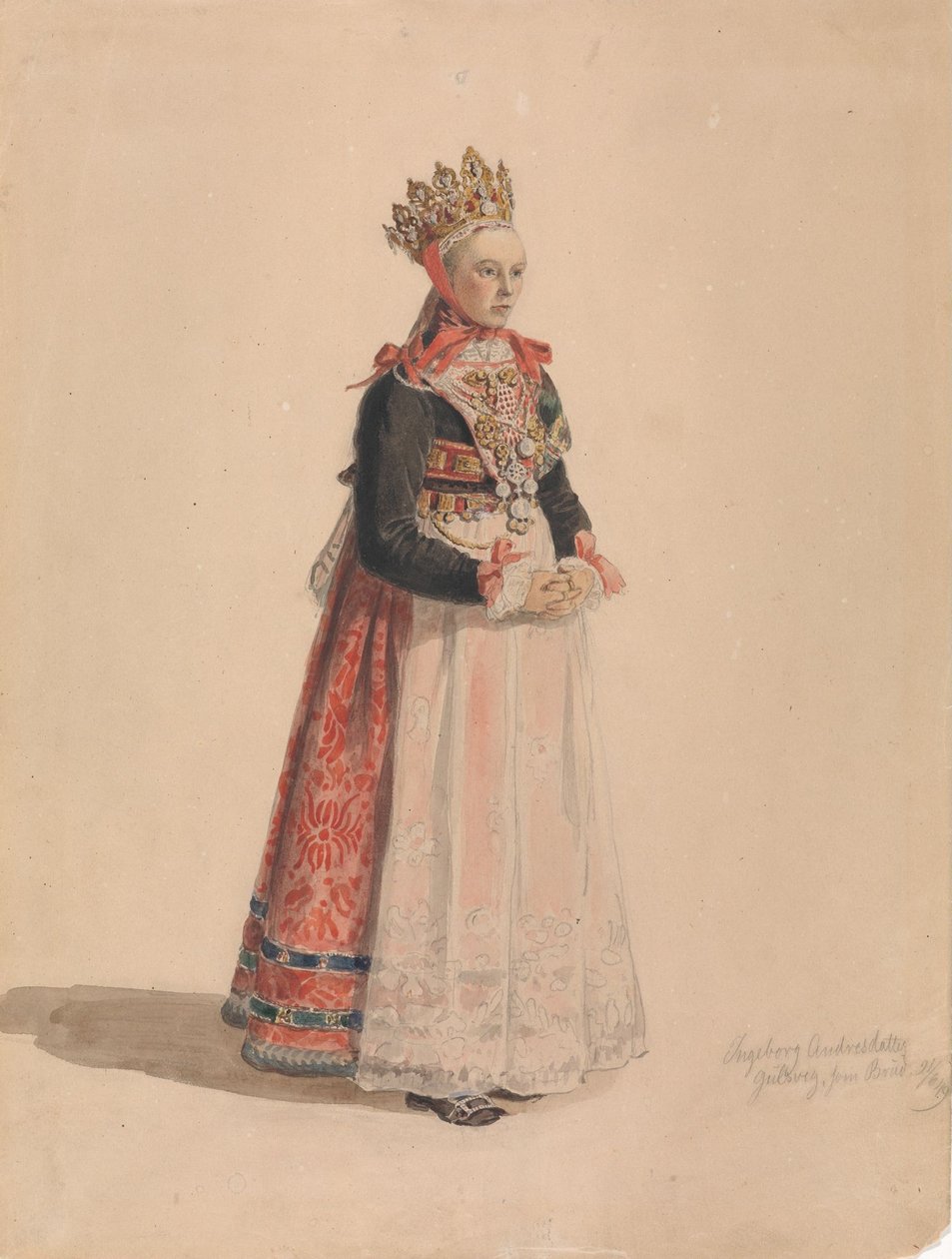 Ingeborg Andresdatter Gulsvik en mariée - Adolph Tidemand