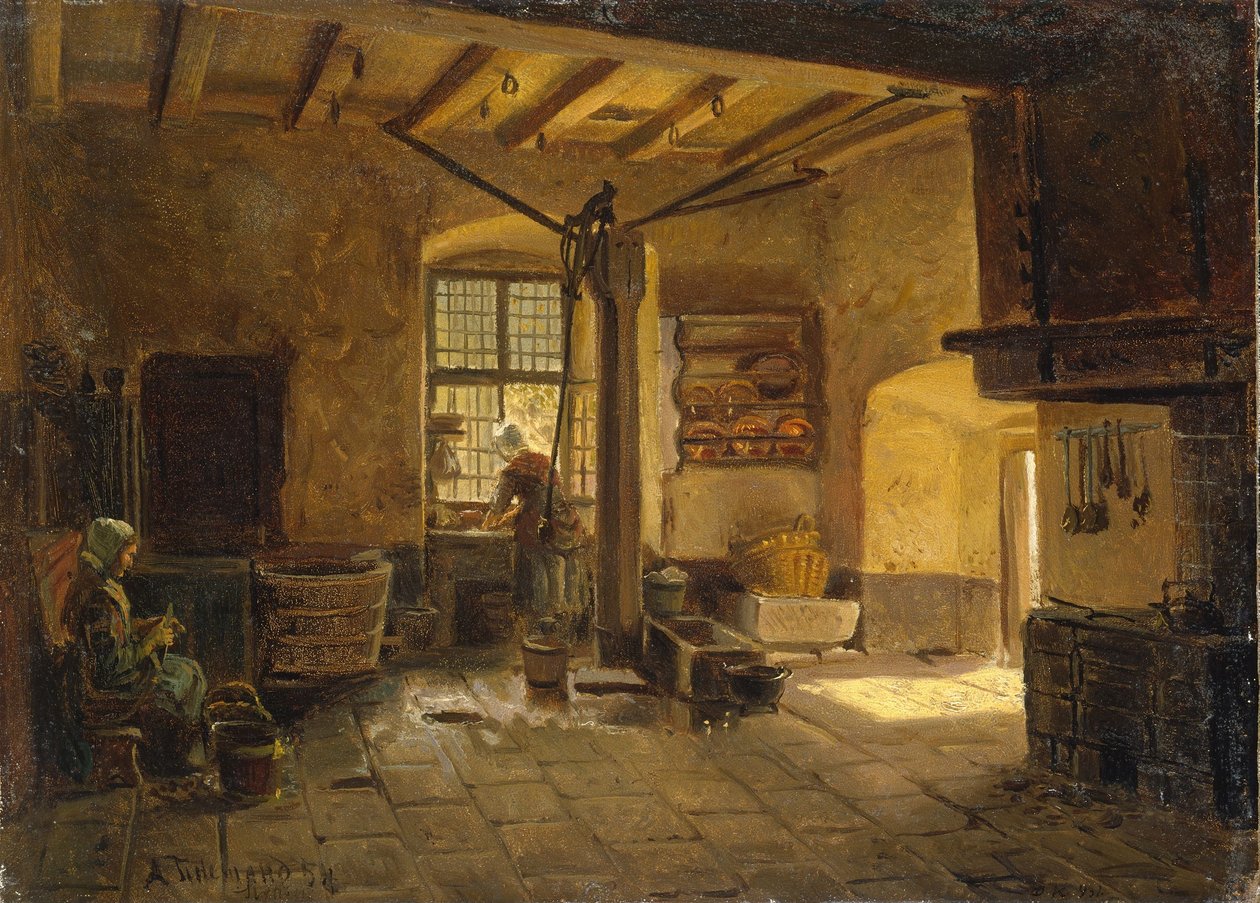 Intérieur de cuisine - Adolph Tidemand