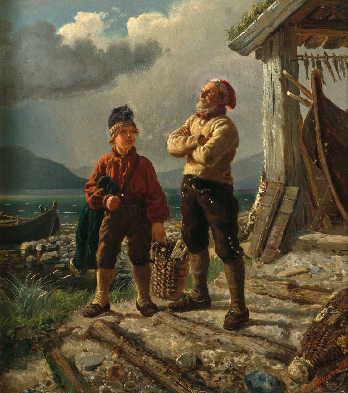 Vieux marin et jeune garçon - Adolph Tidemand