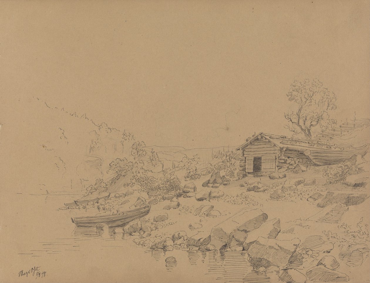 Scène de plage, Magooset - Adolph Tidemand
