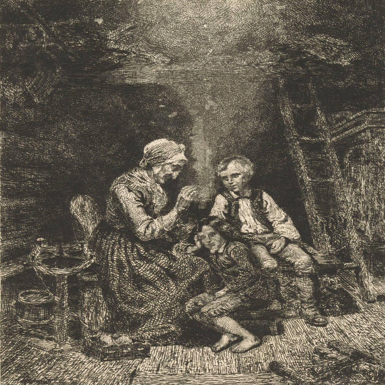 Le conteur de contes de fées - Adolph Tidemand