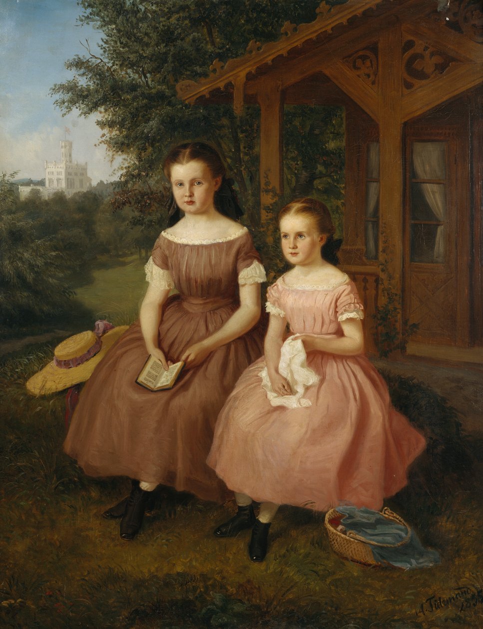 Thorvald Meyers deux filles sur la propriété "Heia". - Adolph Tidemand