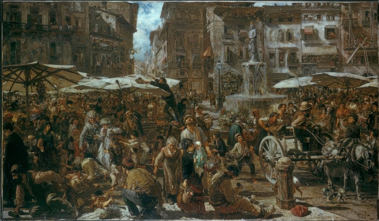Piazza delle Erbe à Vérone - Adolph Menzel