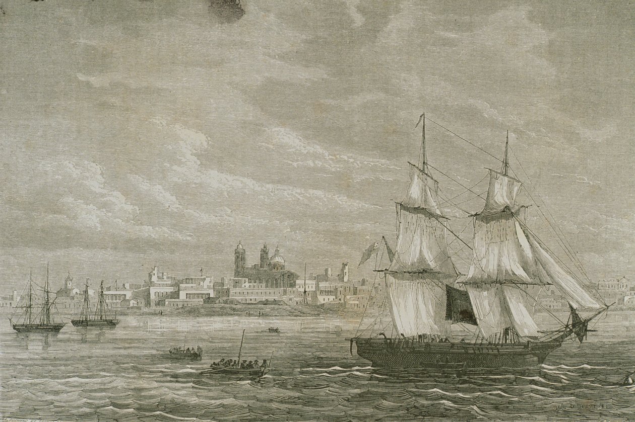 Vue de Montevideo, Uruguay, dans les années 1860 - Adolphe Gusman