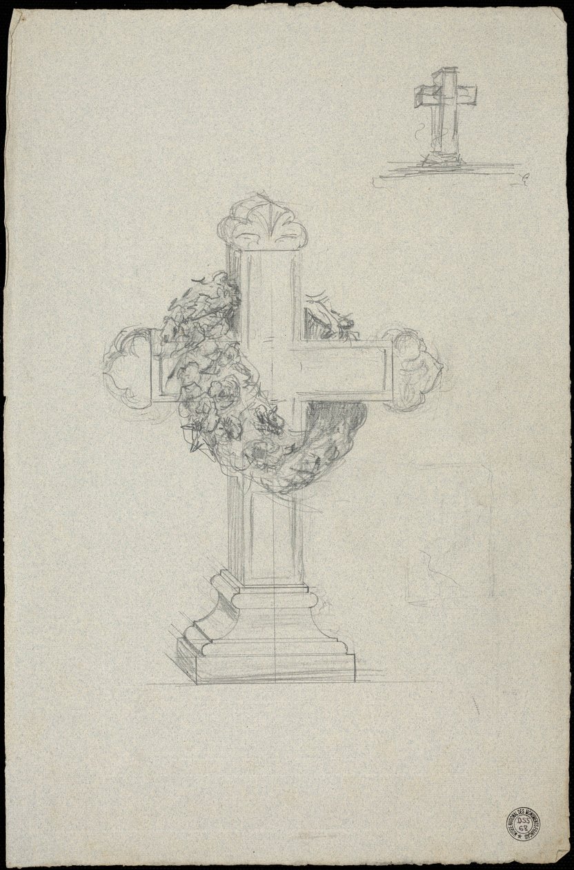 Croquis de tombeau pour la famille Karakehia au cimetière du Père Lachaise à Paris - Adolphe Victor Geoffroy Dechaume