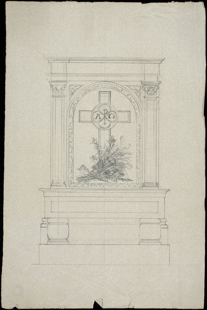 Croquis de tombeau pour la famille Karakehia au cimetière du Père Lachaise à Paris - Adolphe Victor Geoffroy Dechaume