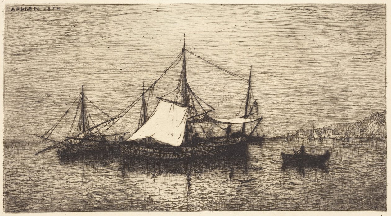 Navires de commerce côtiers, Italie - Adolphe Appian