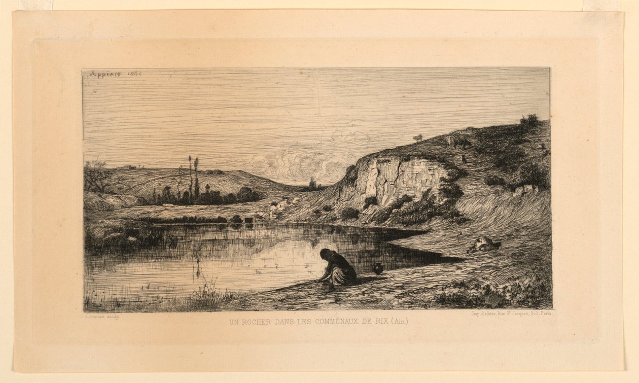 Un rocher dans les communaux de Rix (Ain) - Adolphe Appian