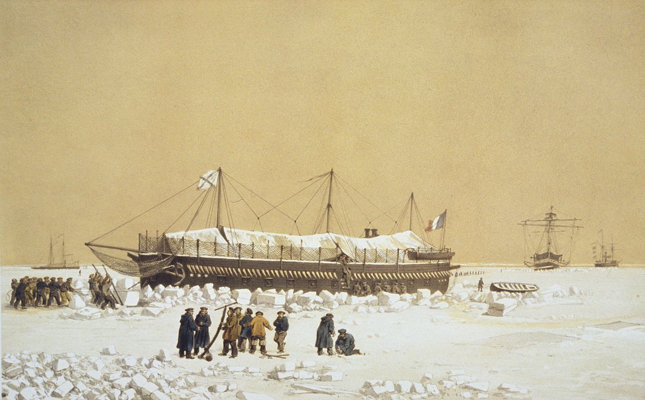 Batterie flottante La Tonnante dans la glace devant Kil-Bouroun, de Nos Souvenirs de Kil-Bouroun pendant l