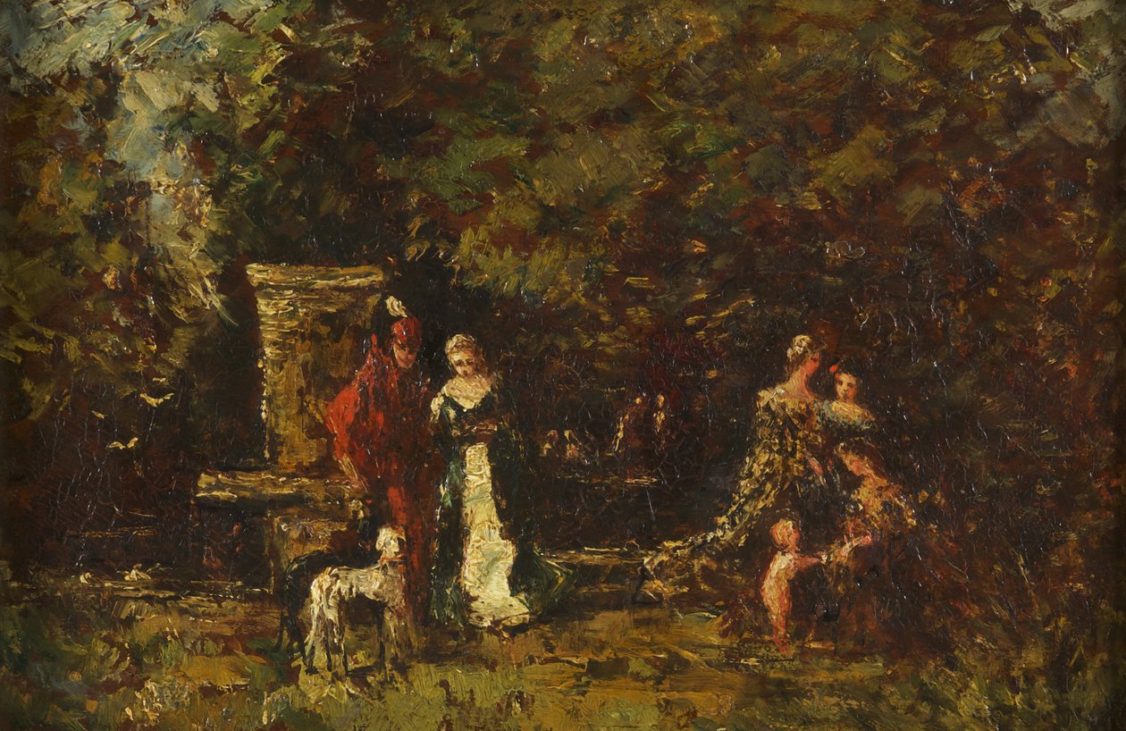 Figures élégantes dans une clairière boisée, c.1860-80 - Adolphe Joseph Thomas Monticelli