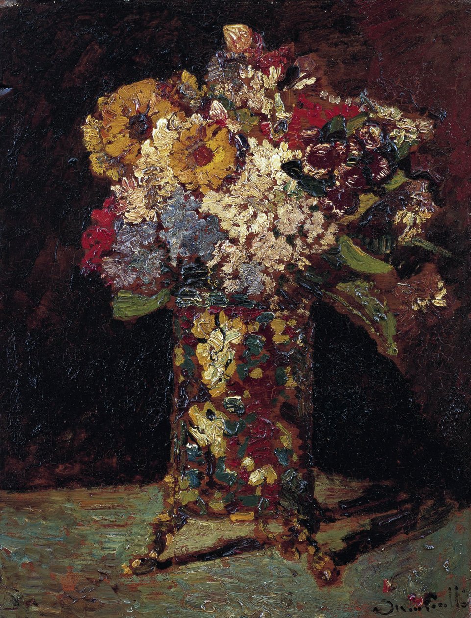 Nature morte de bouquet de fleurs - Adolphe Joseph Thomas Monticelli