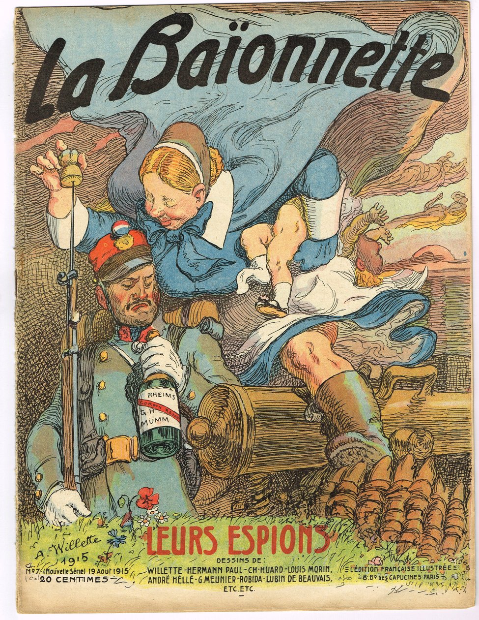 Couverture de « La Baïonnette », Satirique en couleurs - Adolphe Leon Willette