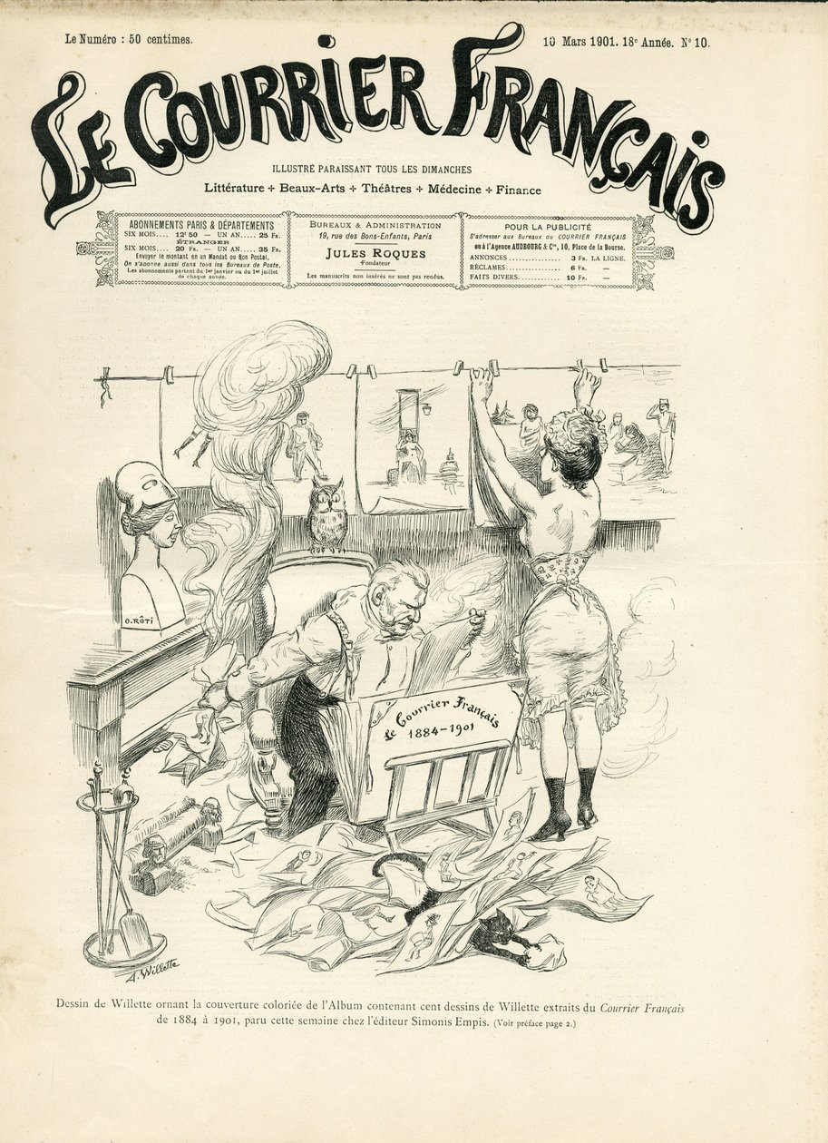 Illustration de Adolphe dit Willette (1857-1926) pour la couverture de Le Courrier français - Adolphe Leon Willette