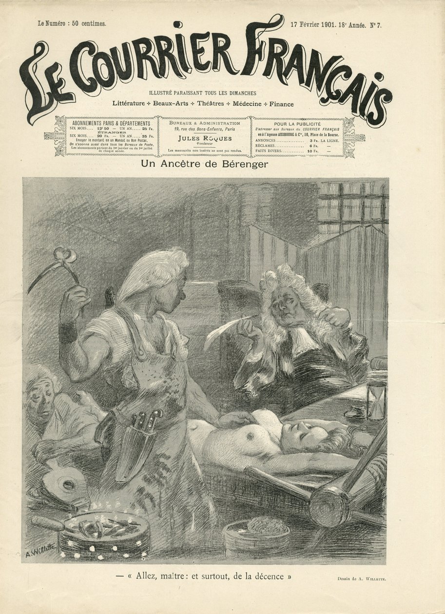 Illustration de Adolphe dit Willette (1857-1926) pour la couverture de Le Courrier français - Adolphe Leon Willette