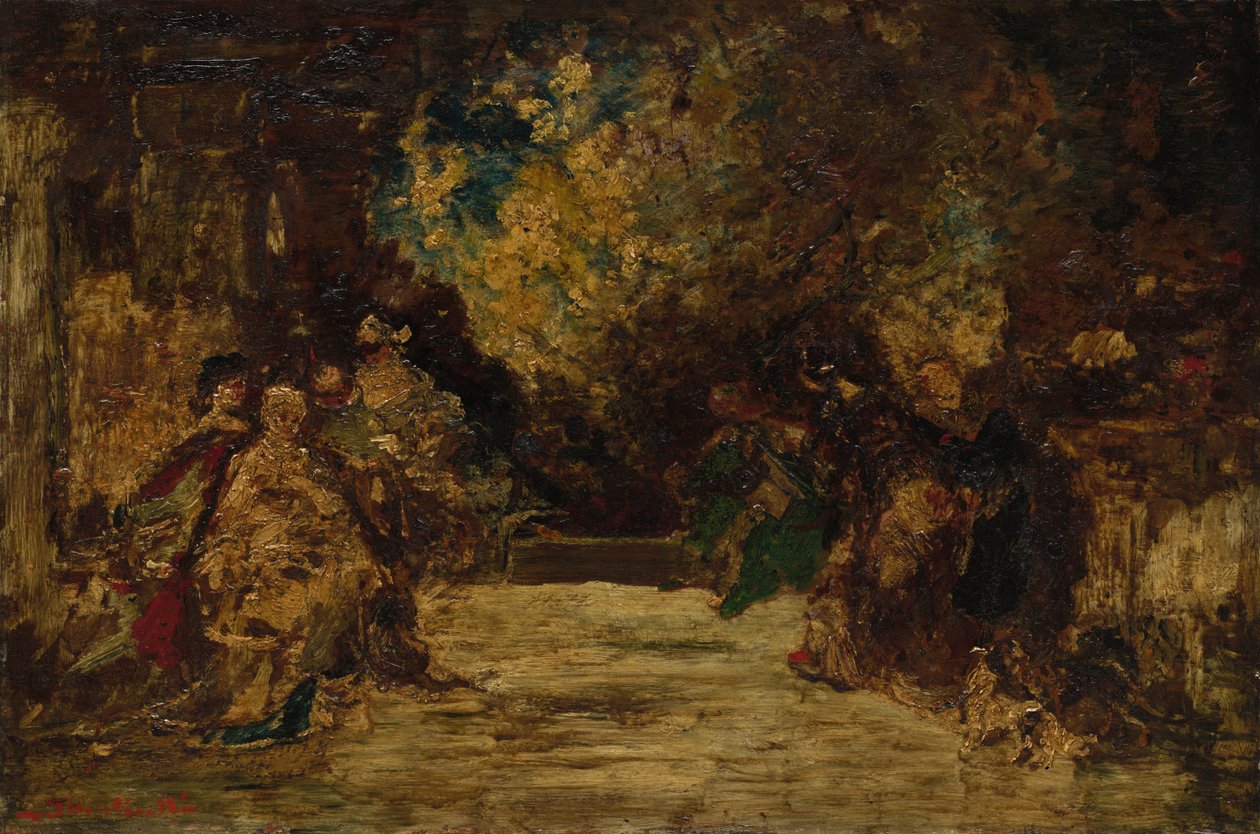 Figures sur une terrasse - Adolphe Joseph Thomas Monticelli