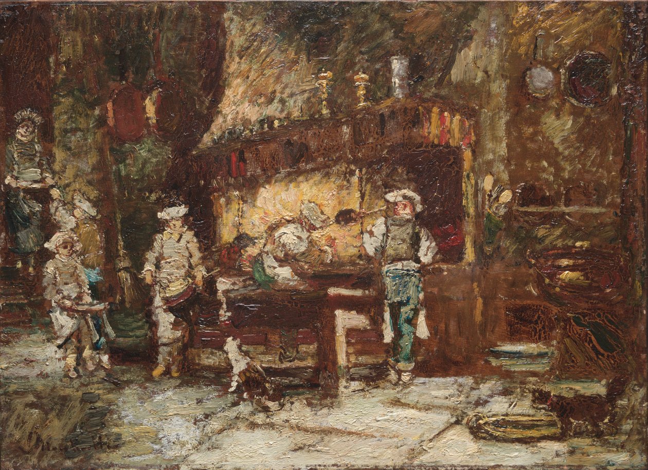 The Kitchen of the Rôtisserie des Deux Paons - Adolphe Monticelli