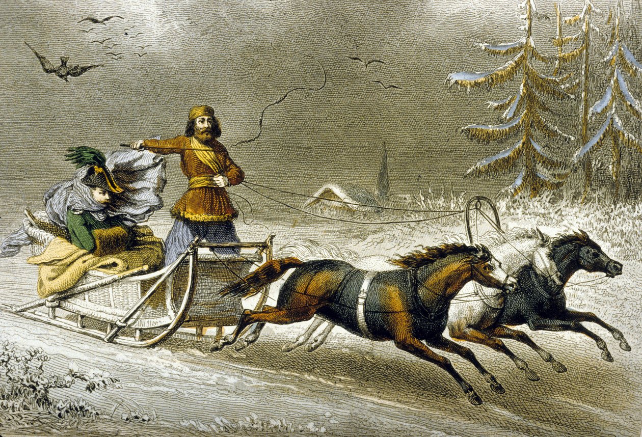 Un Traîneau dans la Neige, Russie - Adolphe Rouargue