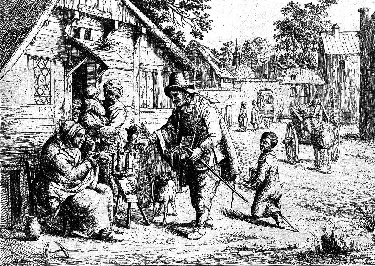 Un colporteur de lunettes montrant ses marchandises à une vieille femme - Adriaen Jansz. van Ostade