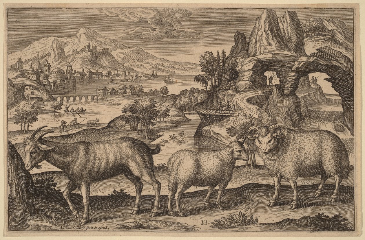 Une chèvre, une brebis et un bélier - Adriaen Collaert