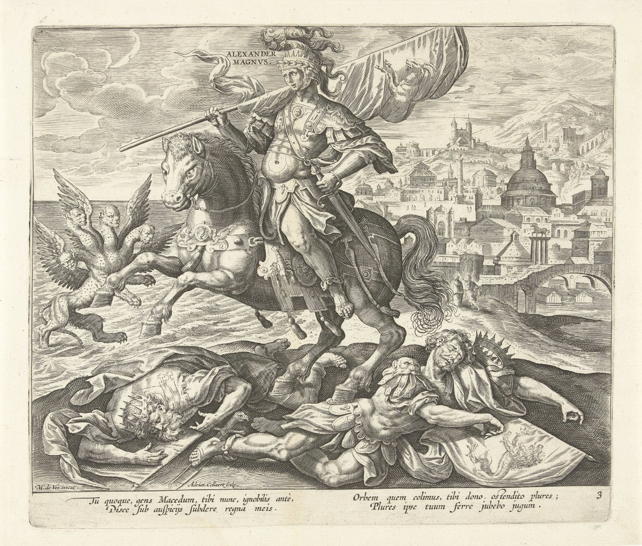 Alexandre le Grand comme troisième roi de la vision de Daniel, Ascension de quatre empires mondiaux et quatre dirigeants de la vision de Daniel (titre de la série) - Adriaen Collaert