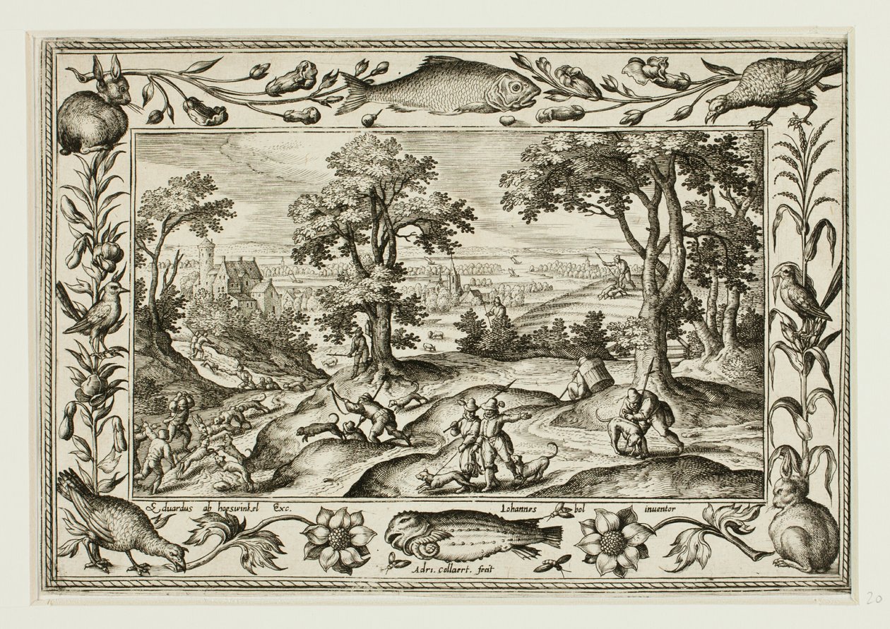 Chasse au lièvre, tiré de Paysages avec scènes de l