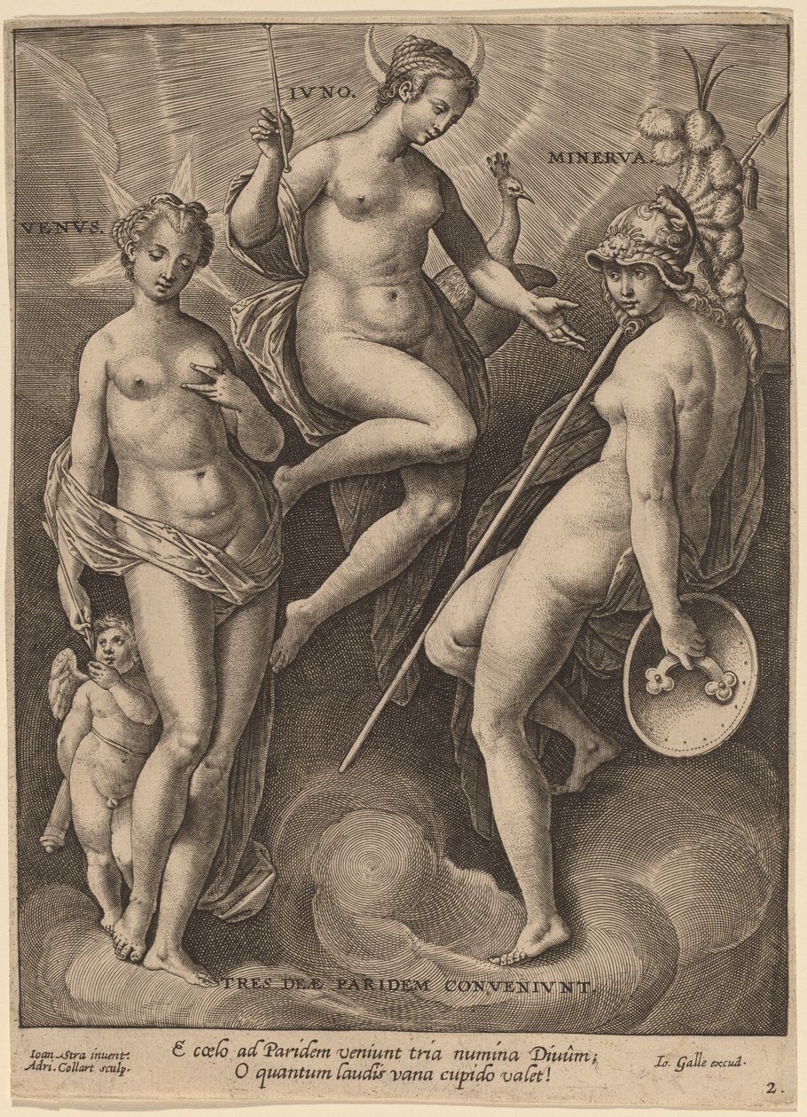 Vénus, Junon et Minerve - Adriaen Collaert after Jan van der Straet