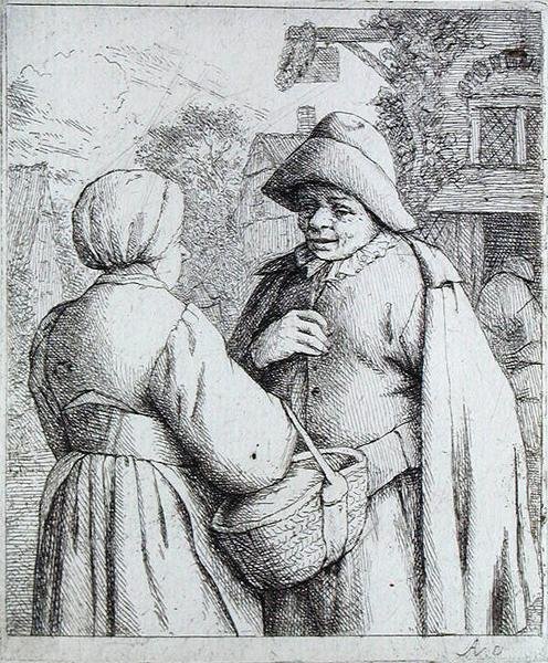 Homme et femme conversant (gravure) - Adriaen Jansz. van Ostade
