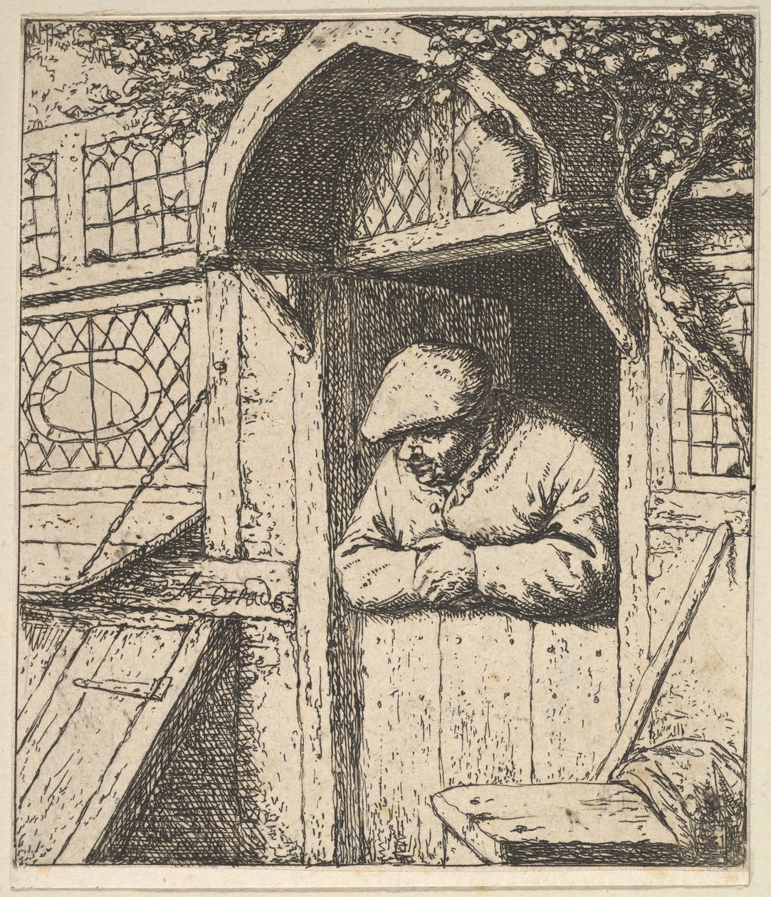 Paysanne appuyée sur une porte - Adriaen Jansz. van Ostade
