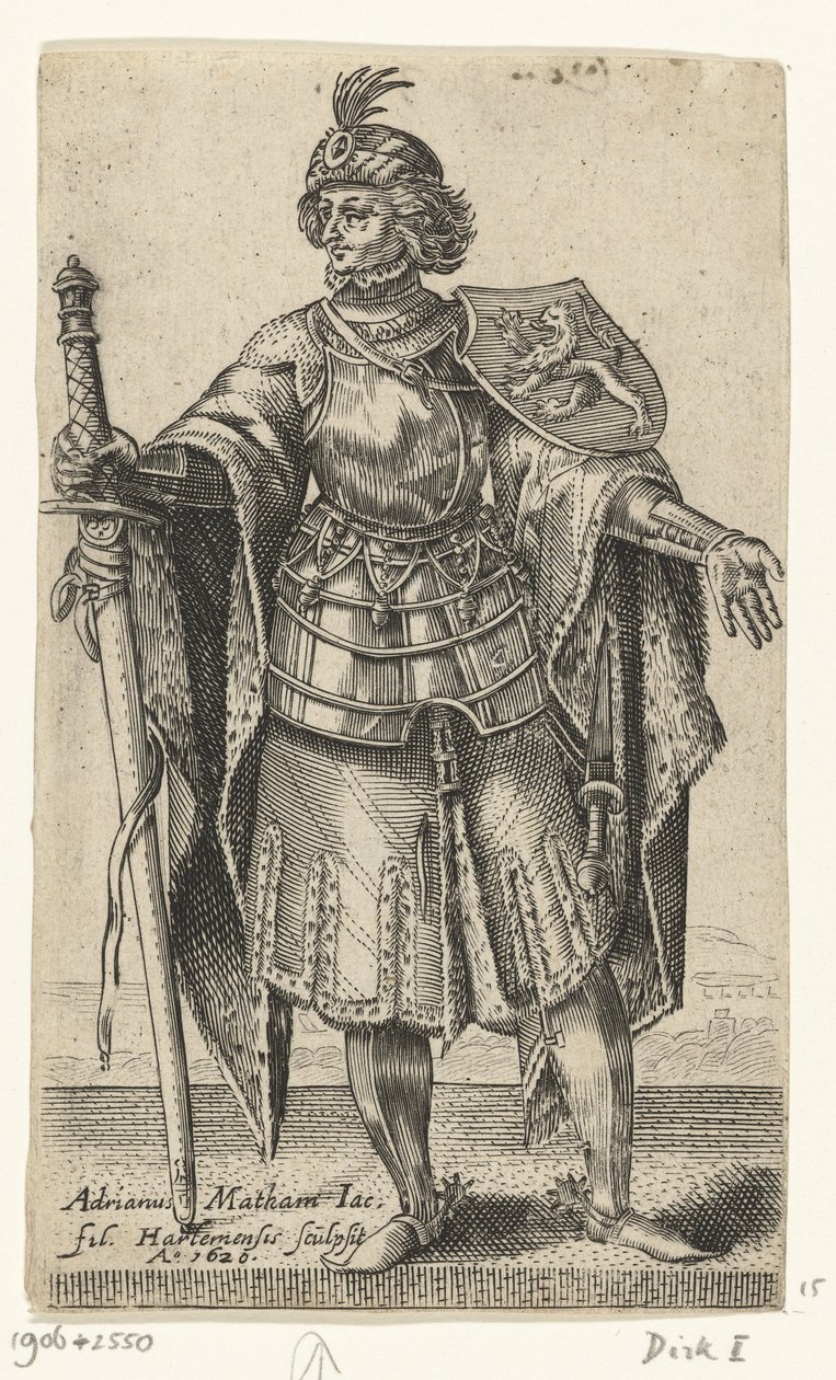 Portrait de Dirk I, comte de Hollande - Comtes et comtesses de Hollande (titre de la série) - Adriaen Matham