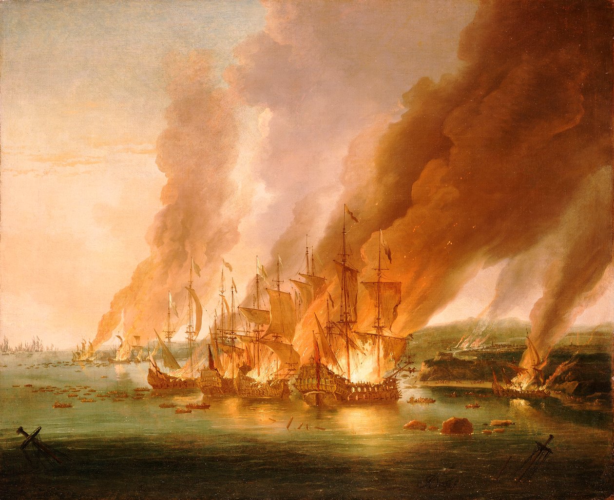 La bataille de La Hogue, 23 mai 1692, fin du XVIIe siècle - Adriaen van Diest