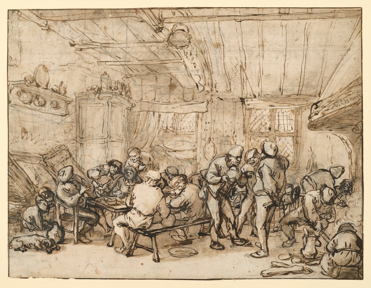 Des paysans dans la salle de restaurant - Adriaen van Ostade