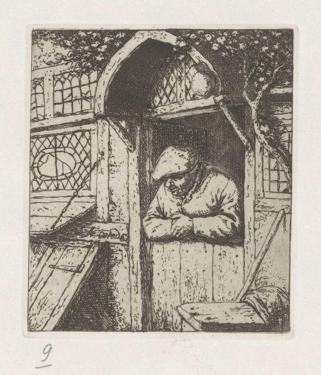 Paysanne appuyée sur une porte - Adriaen van Ostade