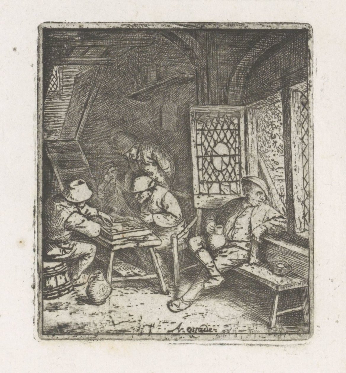 Intérieur paysan avec joueurs de tric-trac - Adriaen van Ostade