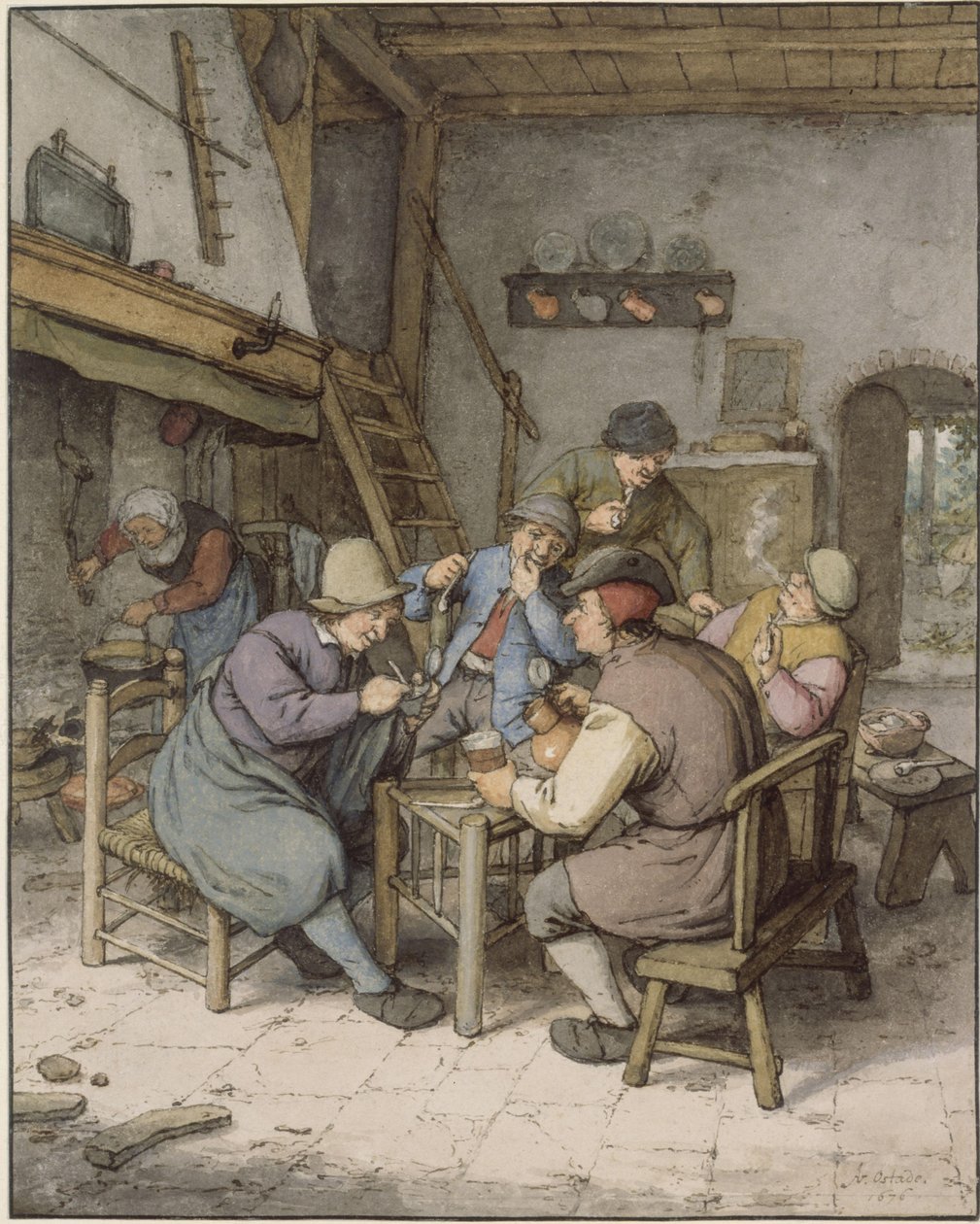 Cinq paysans en conversation - Adriaen van Ostade