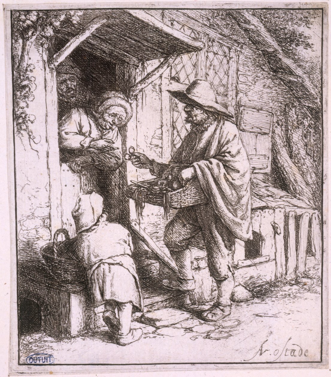 Der Brillenhändler (Bartsch 29) - Adriaen van Ostade