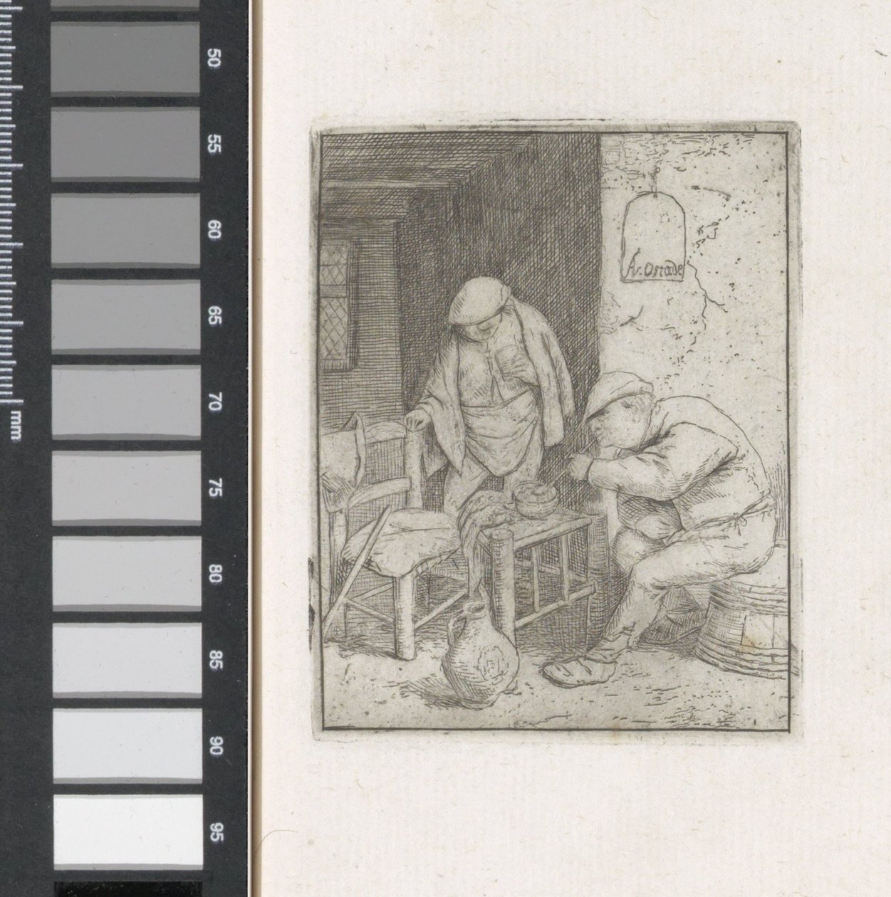 Homme allumant une pipe dans un intérieur - Adriaen van Ostade