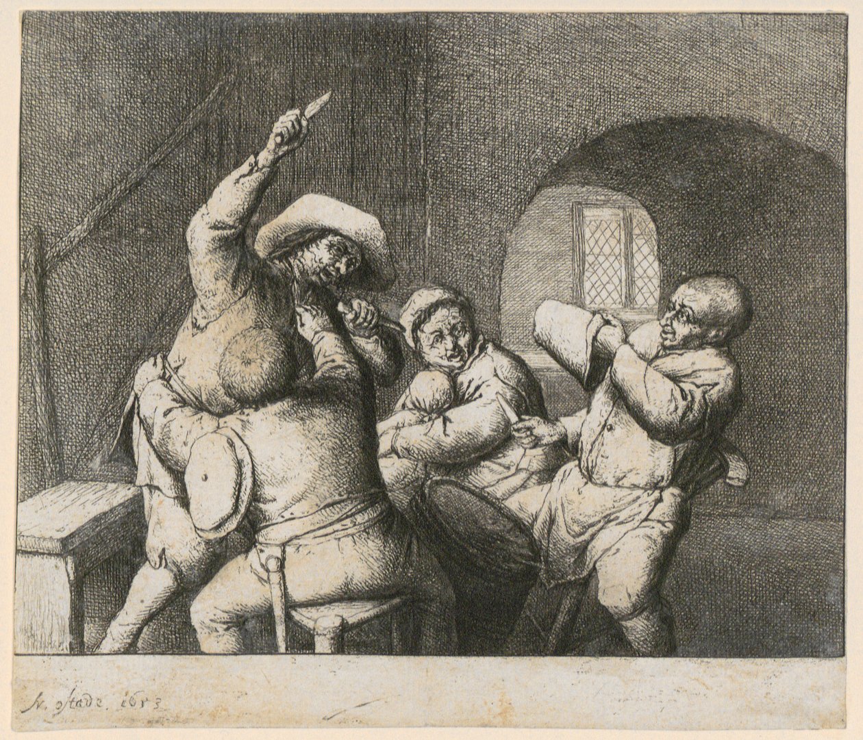 Combat au couteau - Adriaen van Ostade