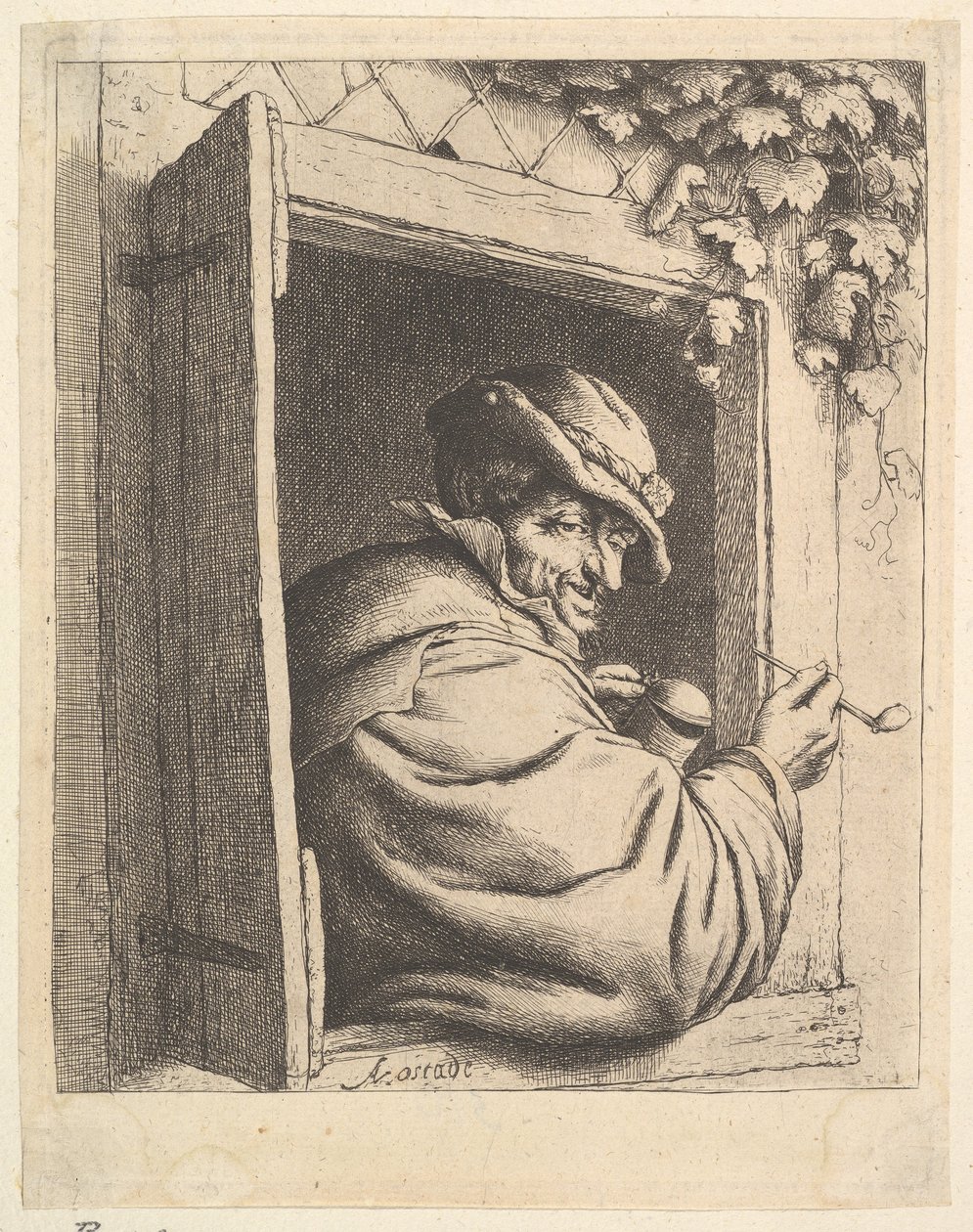 Fumeur à la fenêtre - Adriaen van Ostade