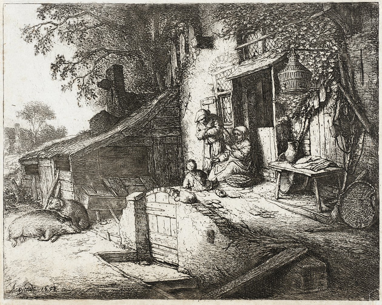 La femme qui file - Adriaen van Ostade