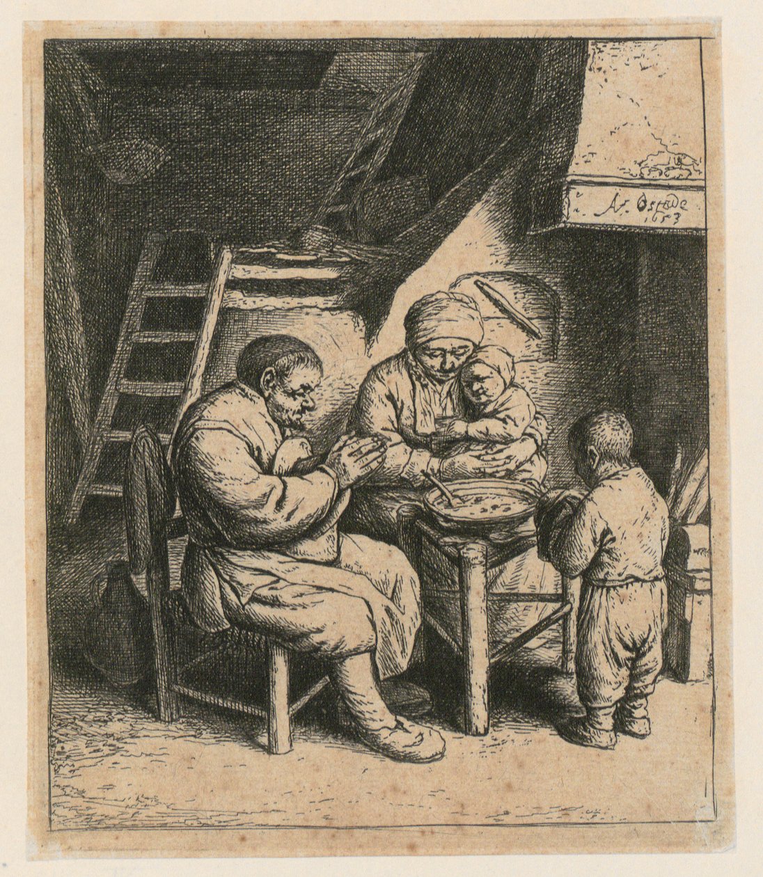 Prière avant le repas - Adriaen van Ostade
