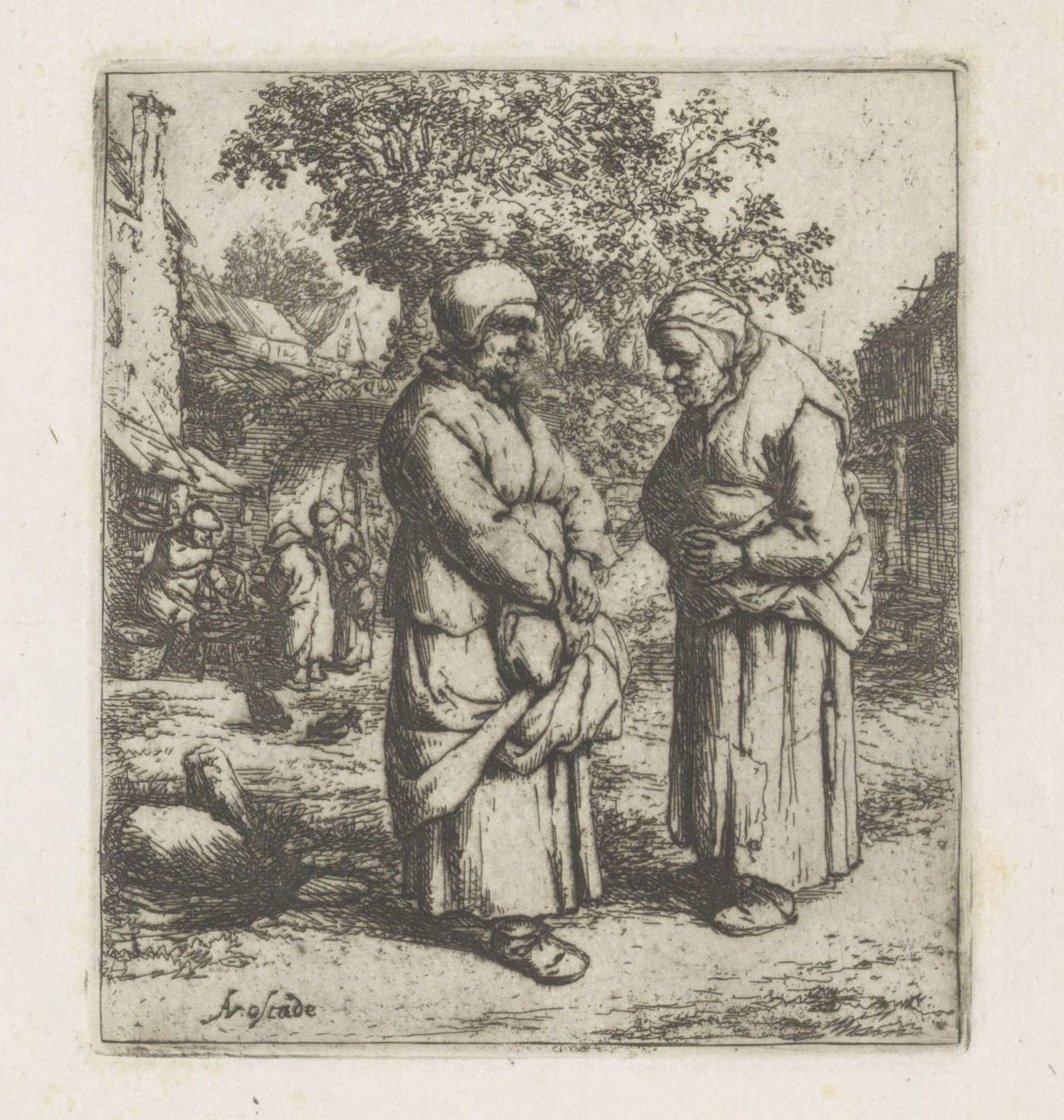 Deux vieilles femmes en conversation - Adriaen van Ostade