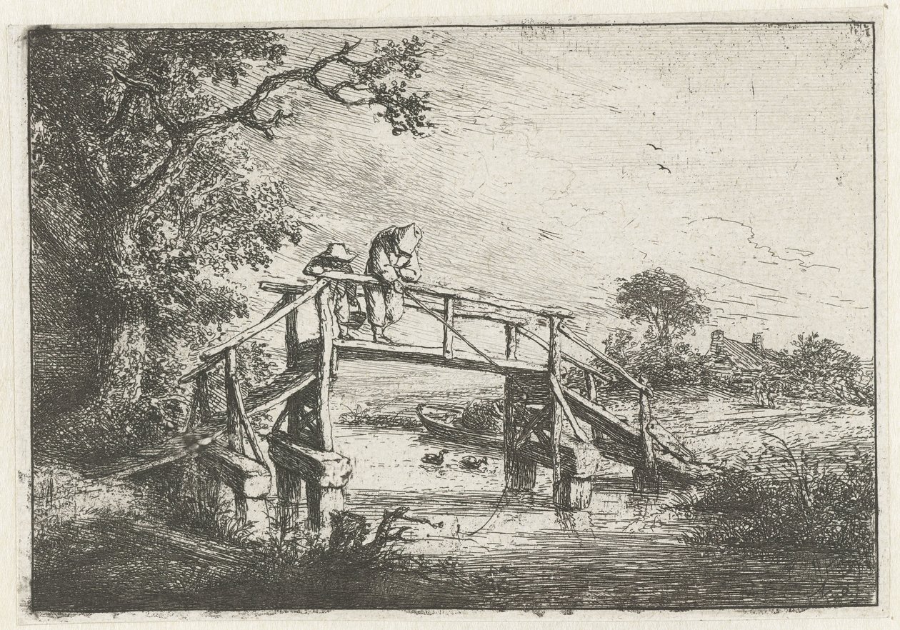 Deux pêcheurs sur un pont - Adriaen van Ostade